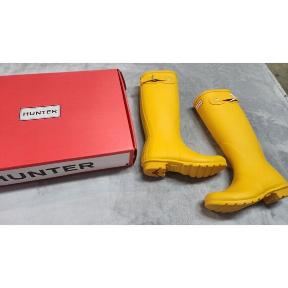 Hunter Women's Size 7M Yellow Exclusive Original Tall Boots New with Box - Picture 3 of 7